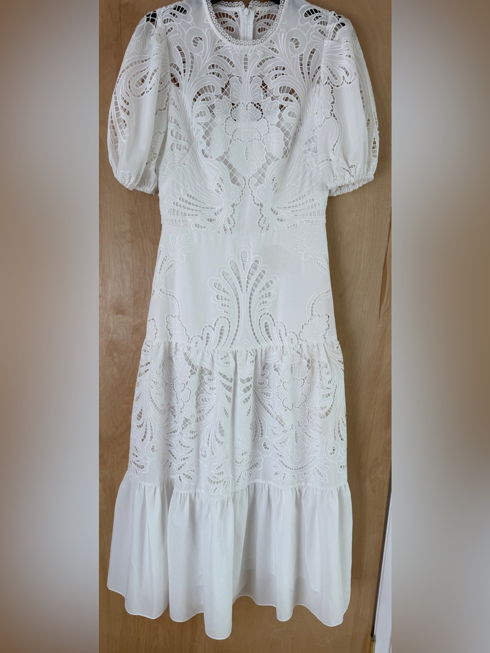 Shoshanna Soren White Medallion Geometric Lace Maxi Dress Size 6 - Picture 4 of 15
